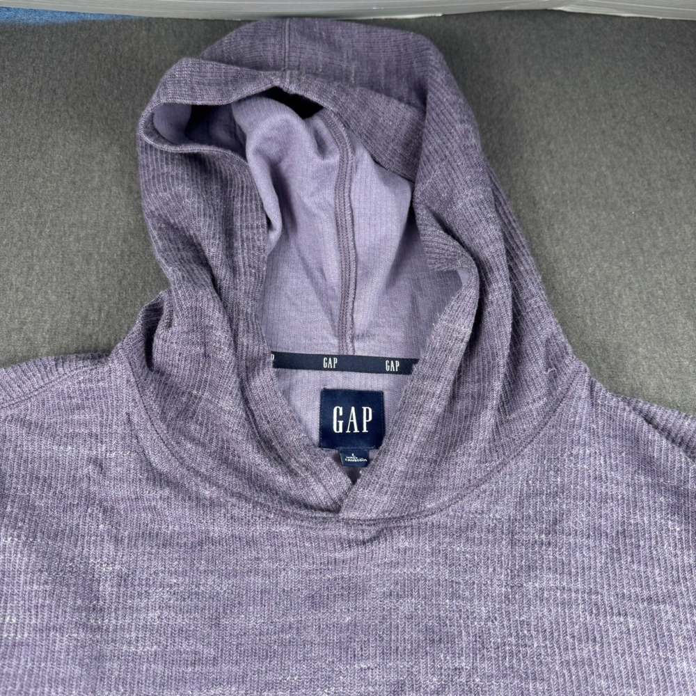 Gap Mens Hoodie Sweater Purple Textured Knit Long Sleeve Pullover L GP003036